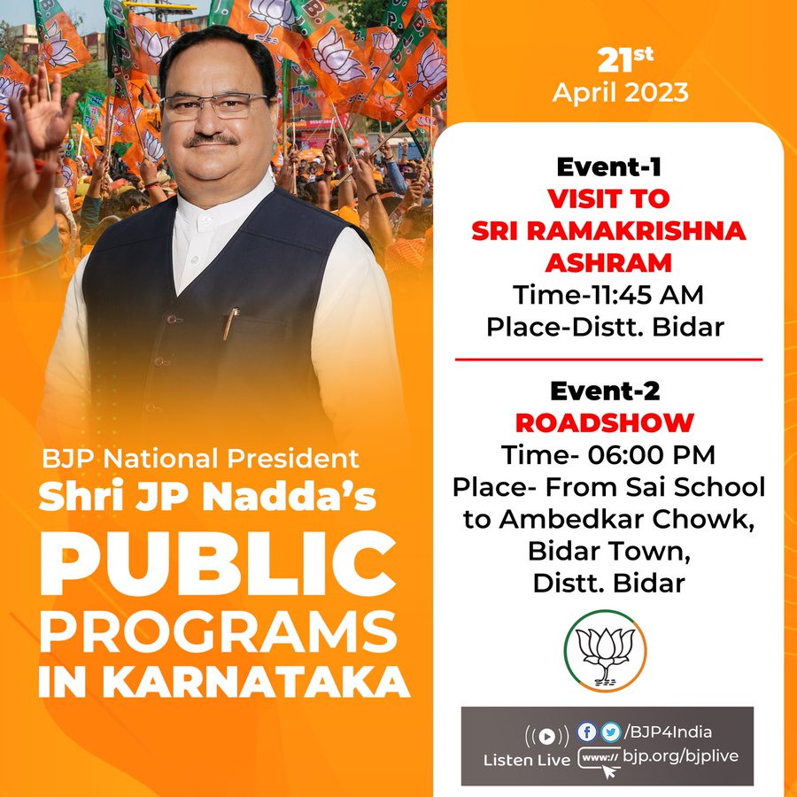 Bjp National President Shri Jp Nadda S Public Programs In Karnataka On