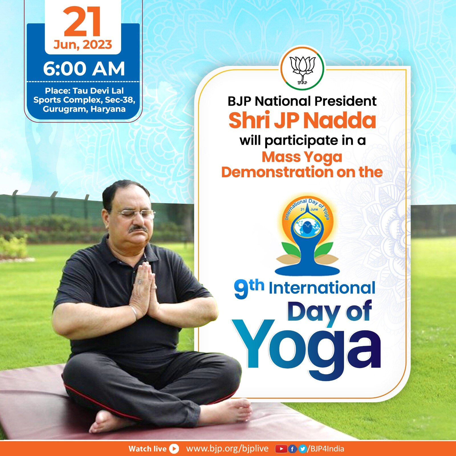 Bjp National President Shri Jp Nadda Will Participate In A Mass Yoga