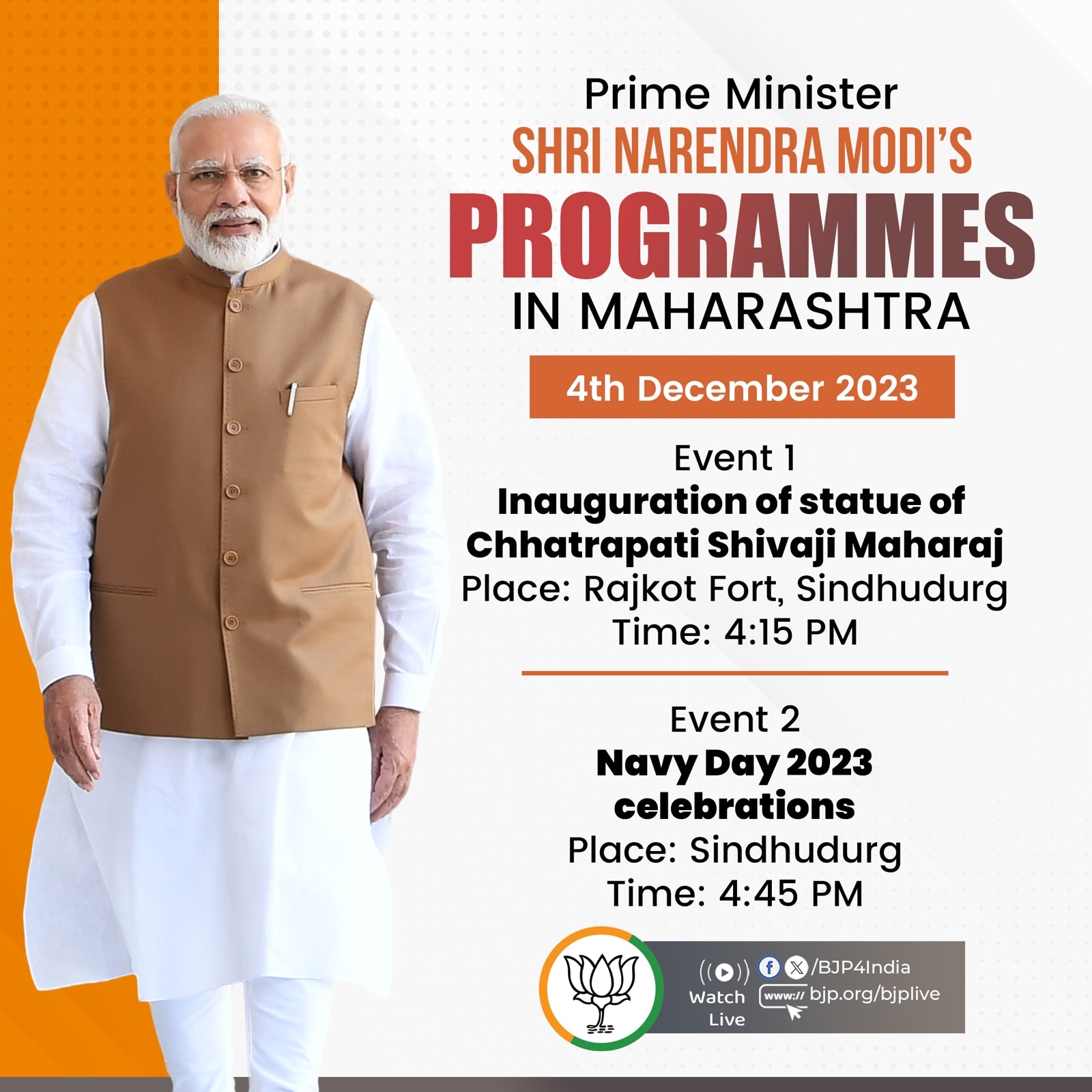 Narendra Modi's programmes in Maharashtra