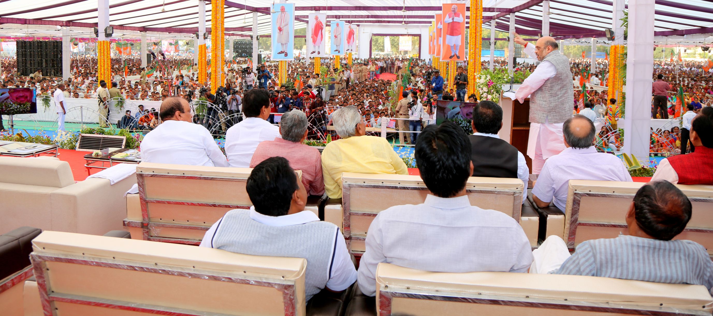 Photo : BJP National President, Shri Amit Shah addressing "Sneh Milan Samaroh" in Bharuch, Gujarat