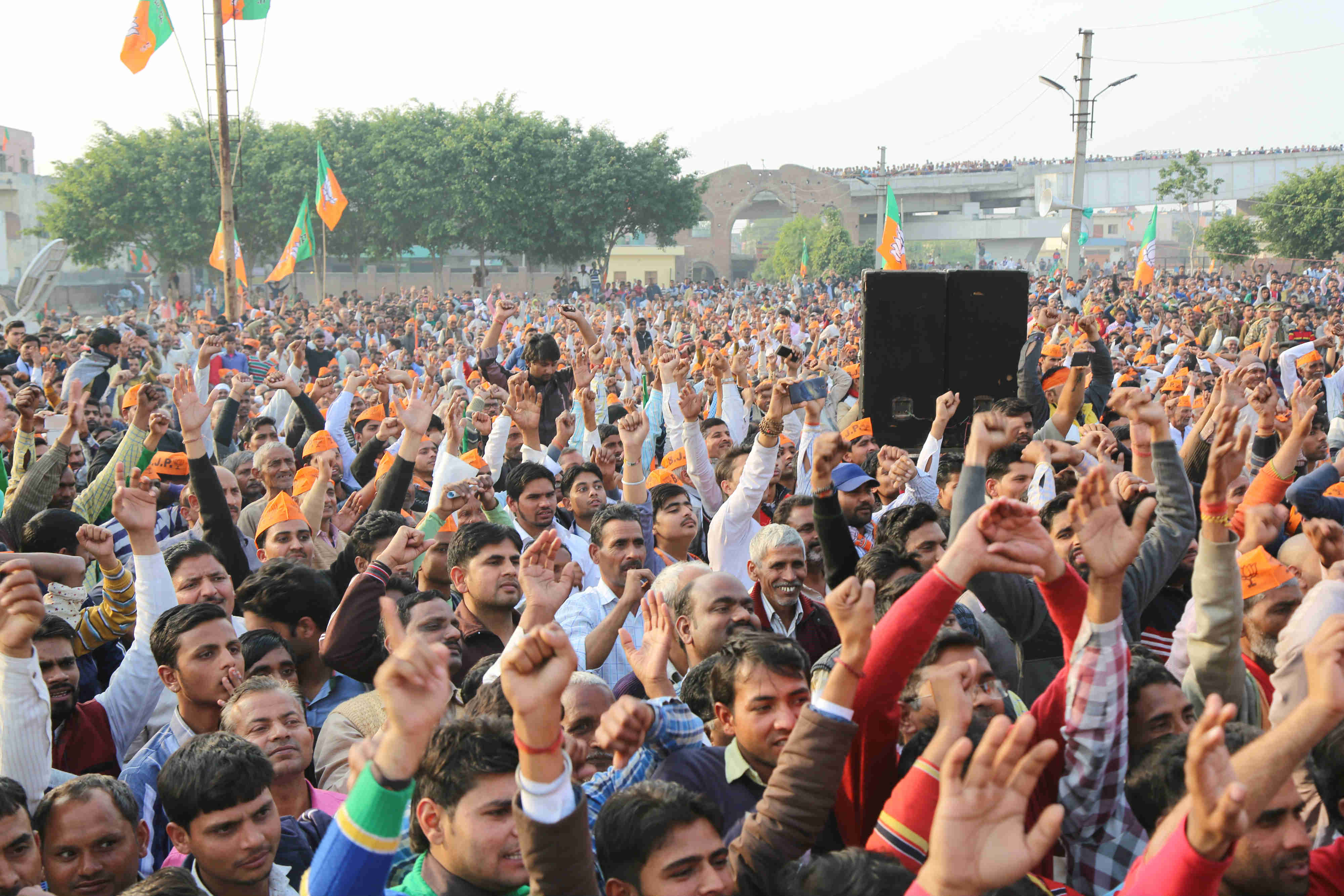 Photo : BJP National President, Shri Amit Shah addressing at Ramleela Ground, Pilkhuwa, Dhaulana, Hapur (Uttar Pradesh)