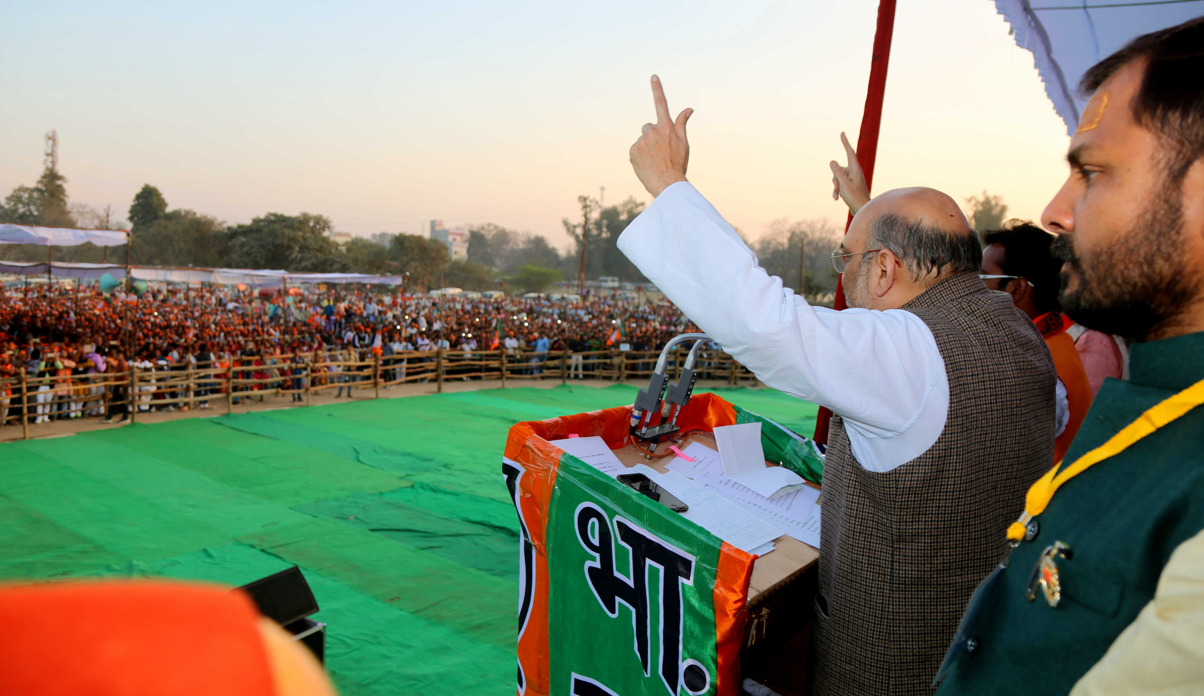 Photo : BJP National President Shri Amit Shah addressing a public meeting in Banda, Uttar Pradesh