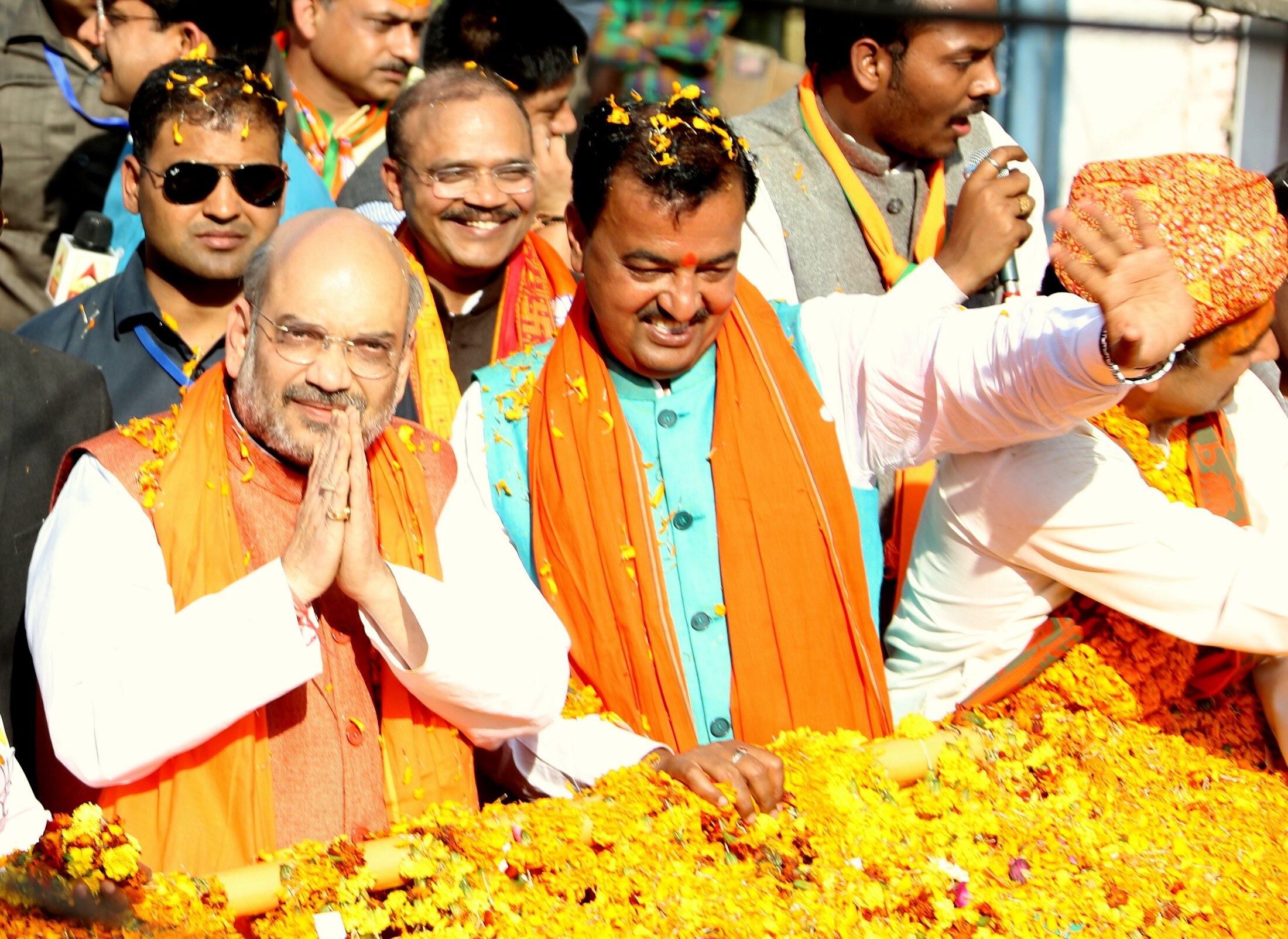 Photo : Road show of BJP National President Shri Amit Shah in Allahabad, Uttar Pradesh