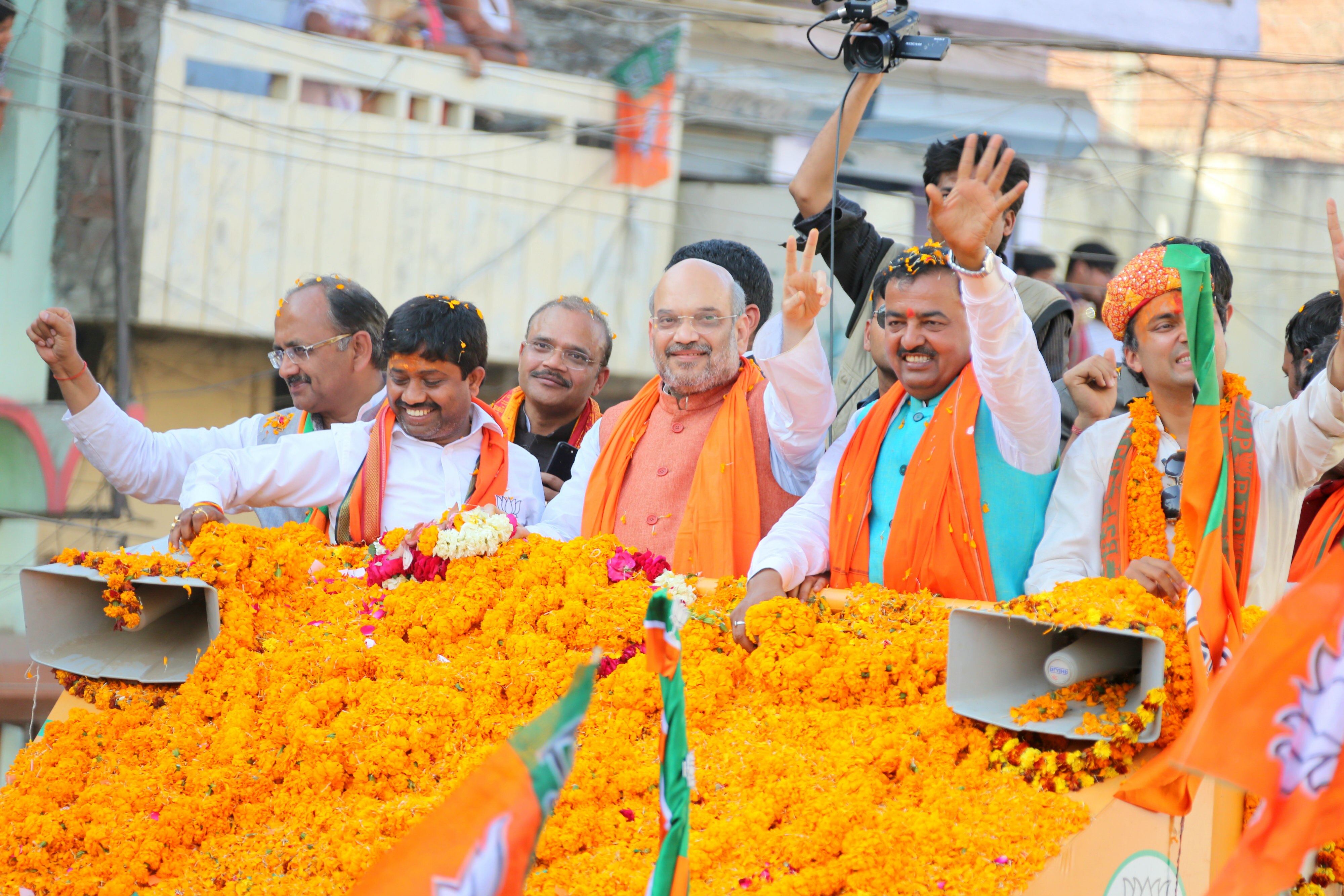 Photo : Road show of BJP National President Shri Amit Shah in Allahabad, Uttar Pradesh