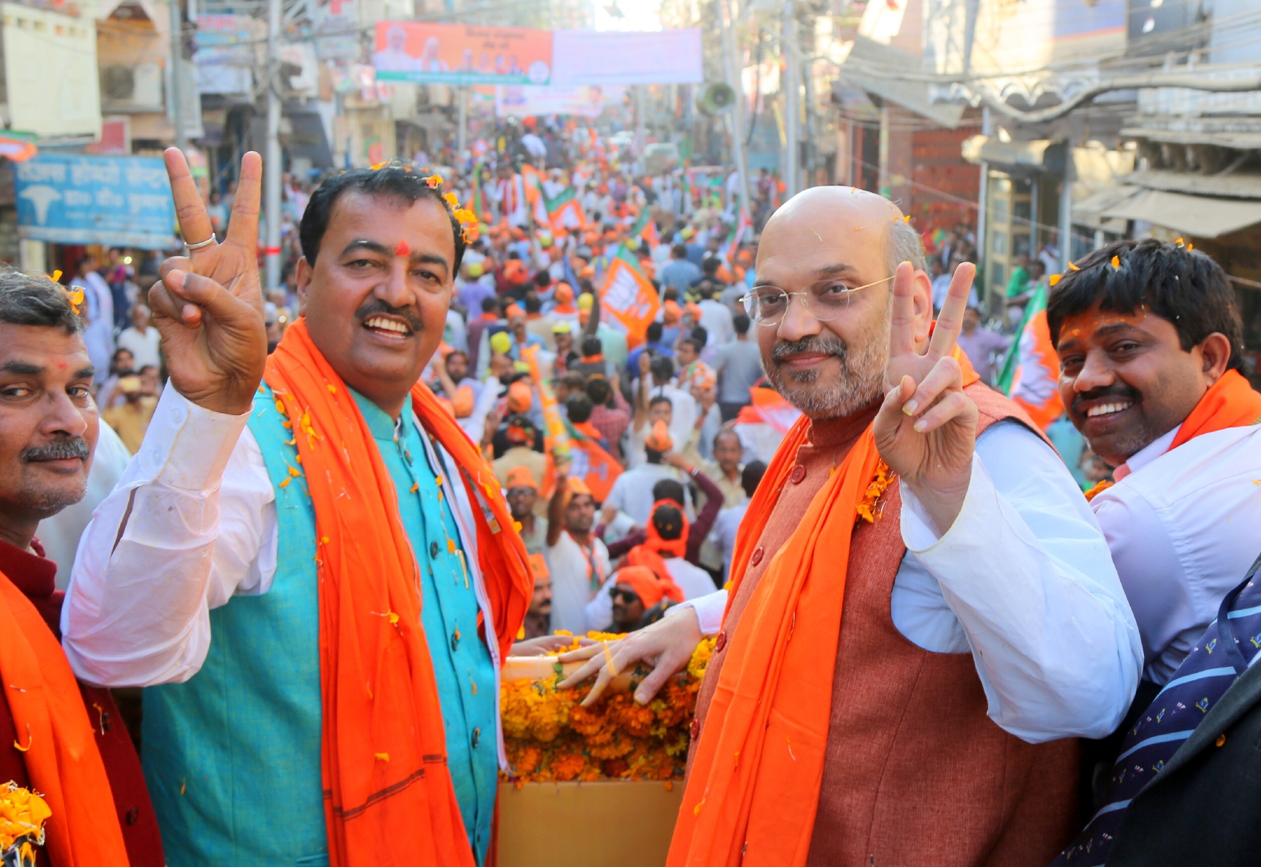 Photo : Road show of BJP National President Shri Amit Shah in Allahabad, Uttar Pradesh