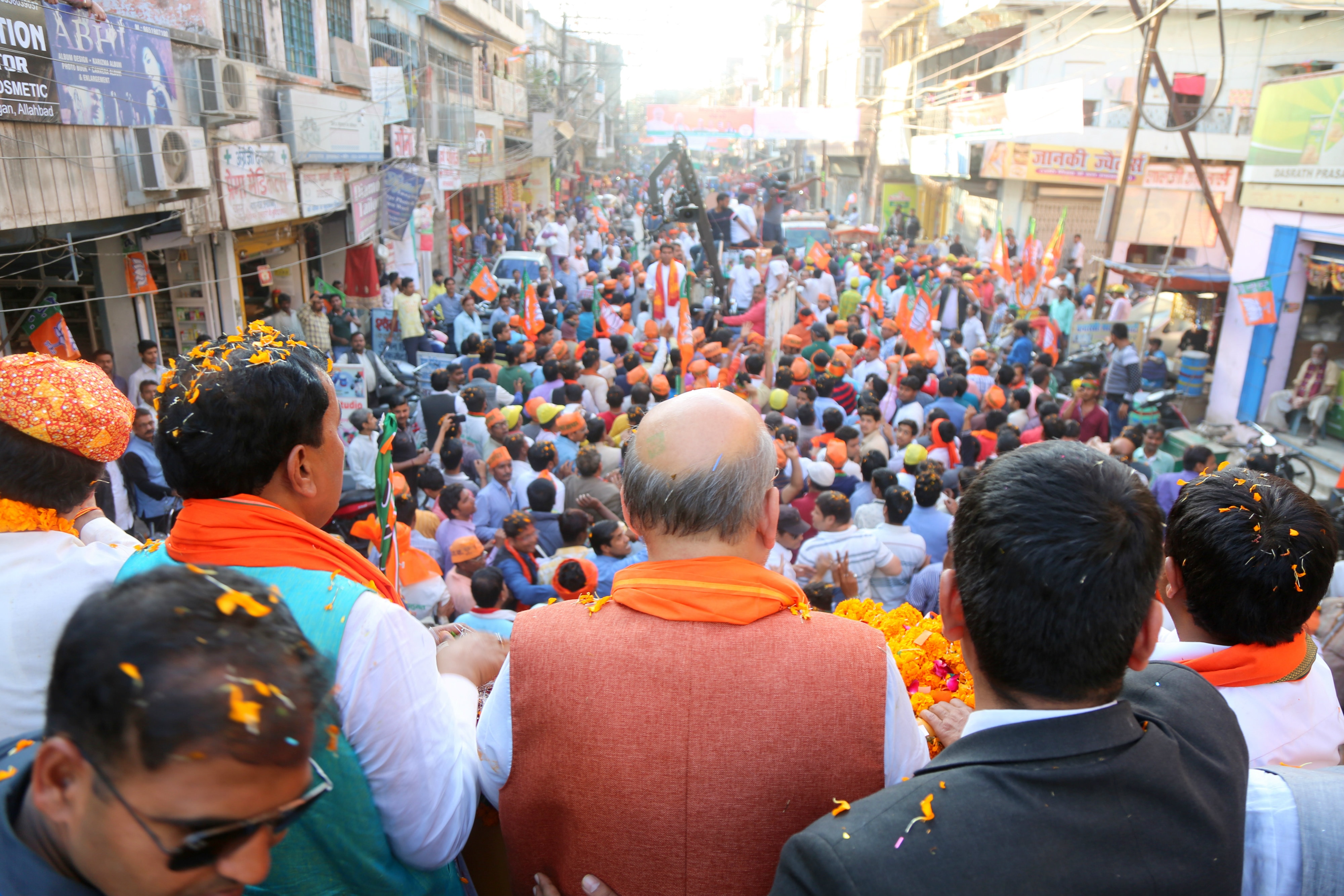 Photo : Road show of BJP National President Shri Amit Shah in Allahabad, Uttar Pradesh