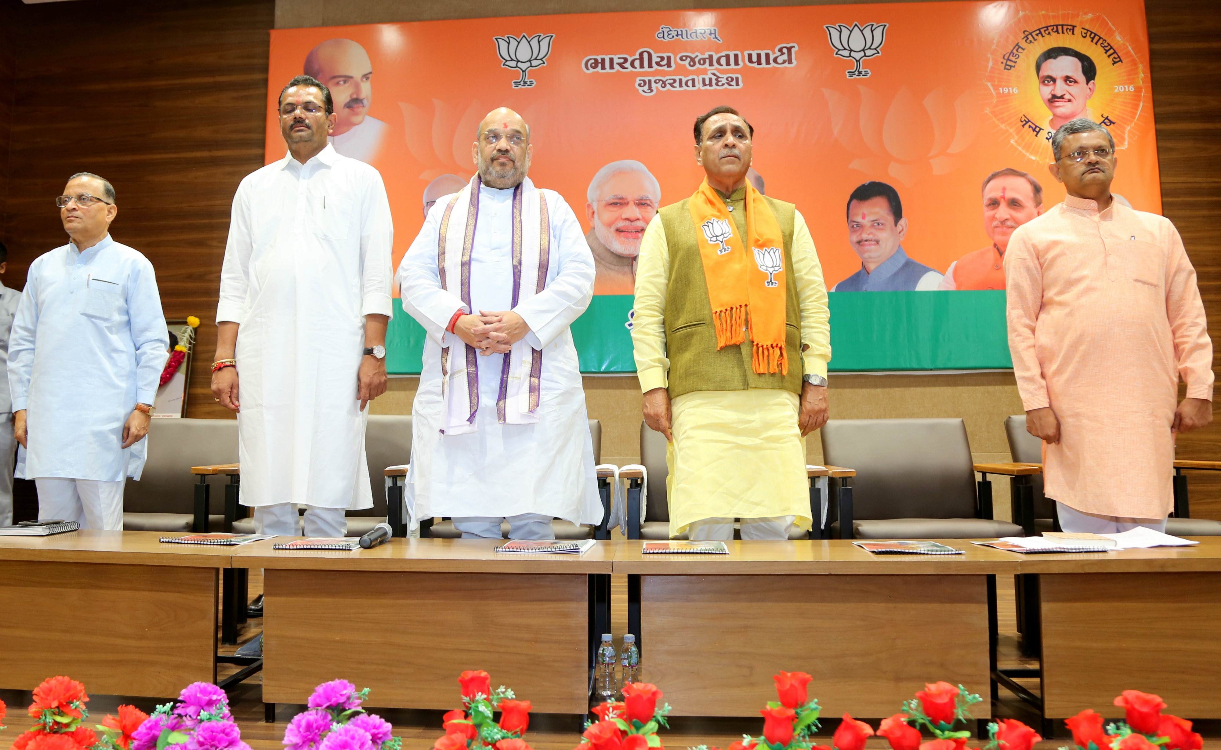 Photo : BJP National President, Shri Amit Shah addressing Gujarat BJP State Office Bearers Meeting at State BJP Office, Kamalam, Koba, Gandhi Nagar (Gujarat)