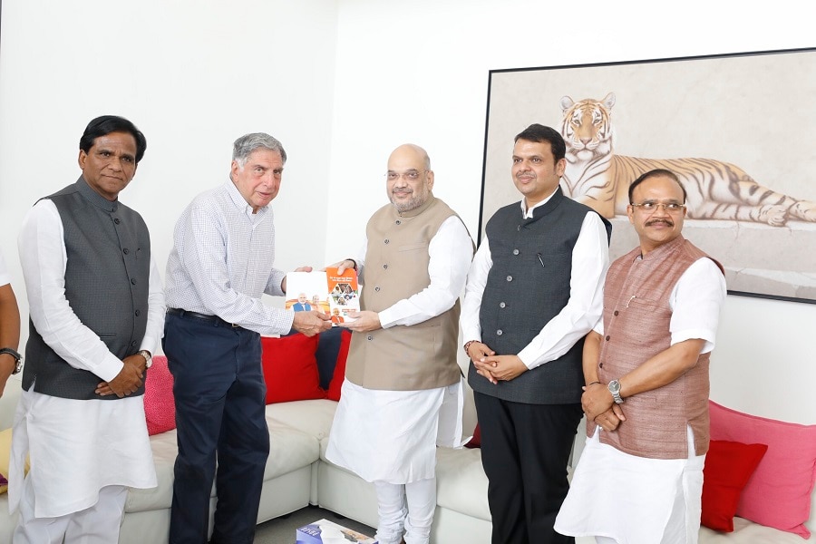 Photographs : BJP National President, Shri Amit Shah met Shri Ratan Tata at his residence in Mumbai as a part of Sampark for Samarthan campaign