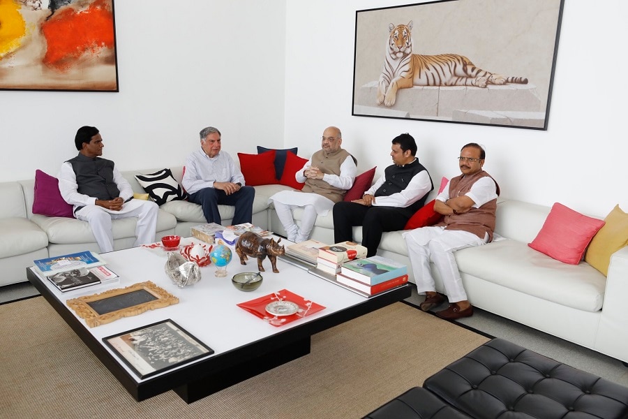 Photographs : BJP National President, Shri Amit Shah met Shri Ratan Tata at his residence in Mumbai as a part of Sampark for Samarthan campaign