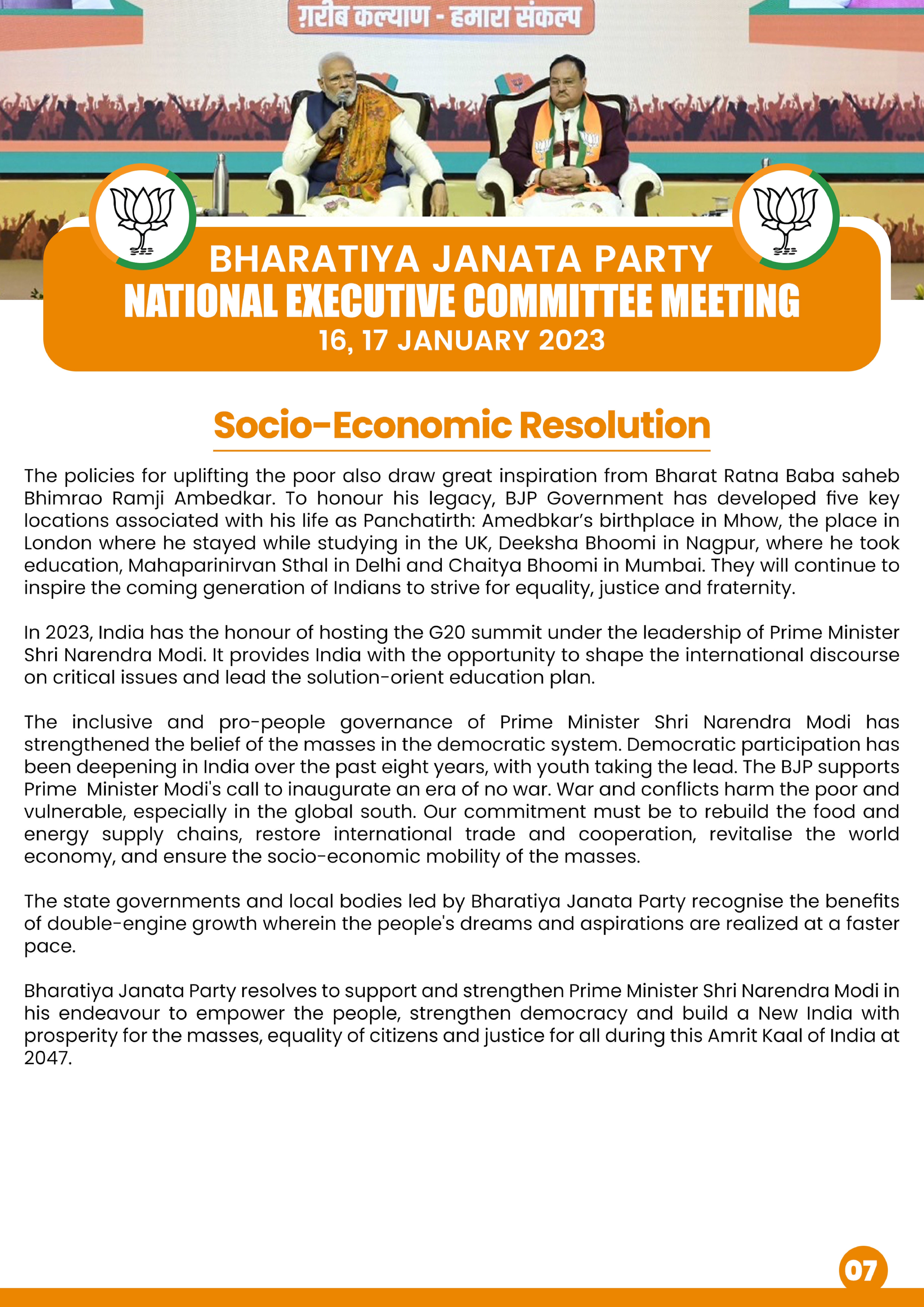 Socio-Economic Resolution