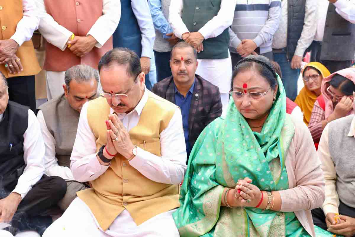 Hon'ble BJP National President Shri J.P. Nadda in the foundation stone laulying prog of Bilaspur BJP Distt. Office "Deepkamal" in Bilaspur (Himachal Pardesh)