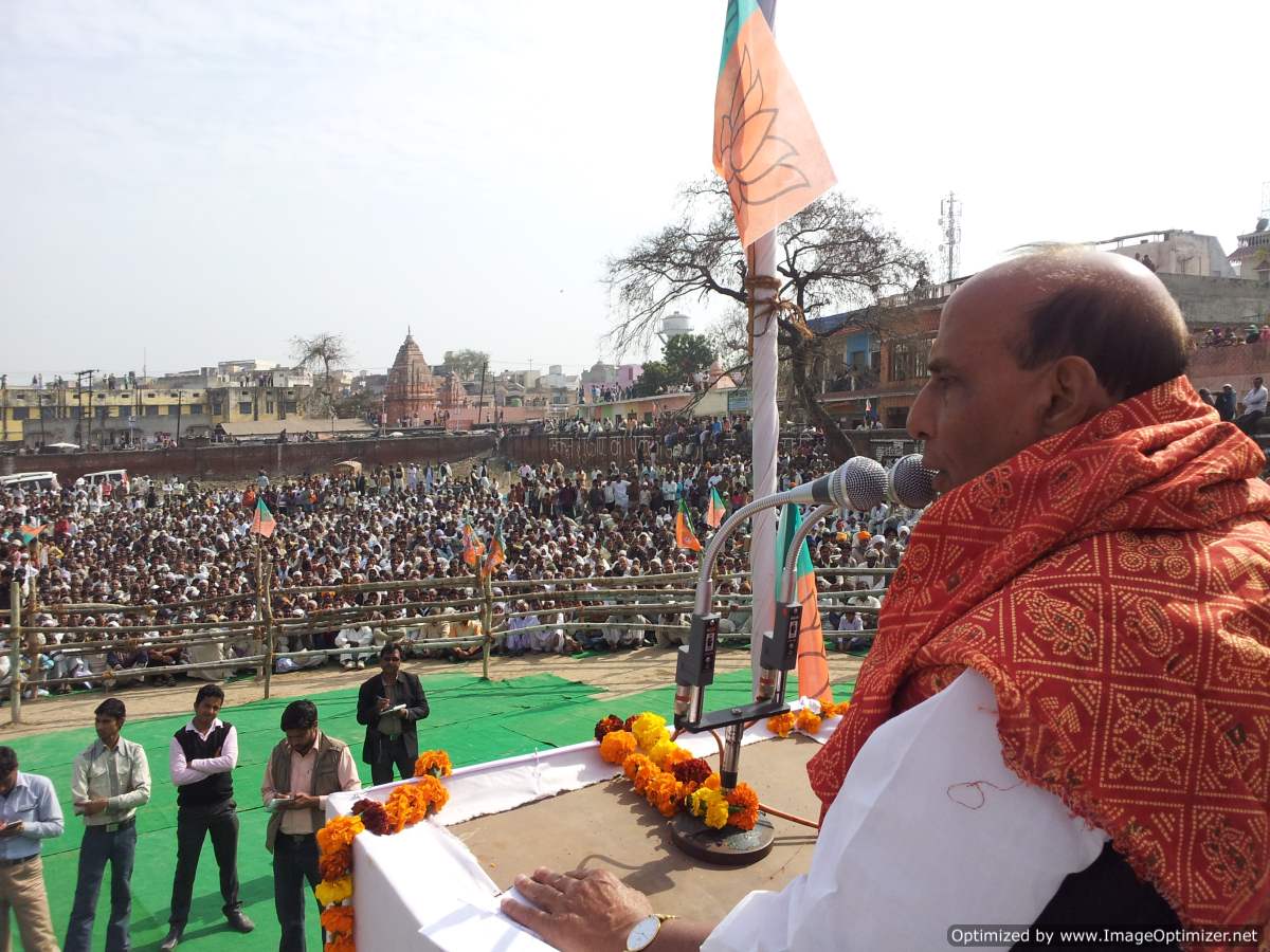 Shri Rajnath Singh, Former BJP President addressing public meeting at Prabudhnagar (Uttar Pradesh) on February 24, 2012