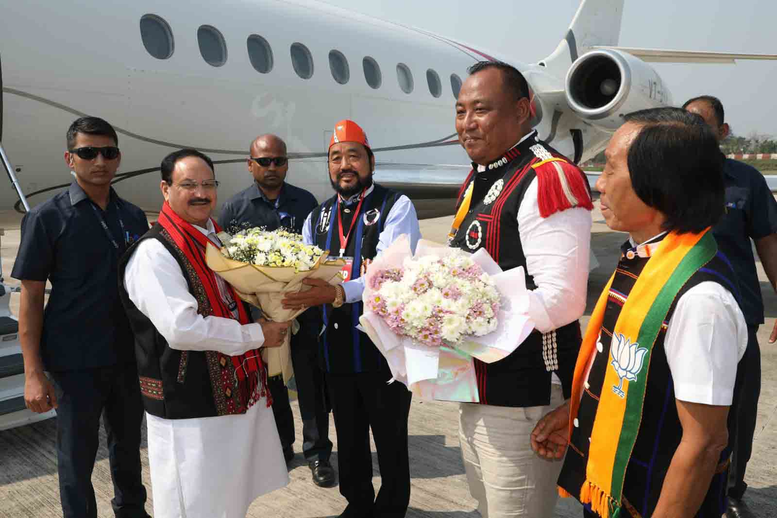 Hon'ble BJP National President Shri J.P. Nadda on arrival at Dimapur ...