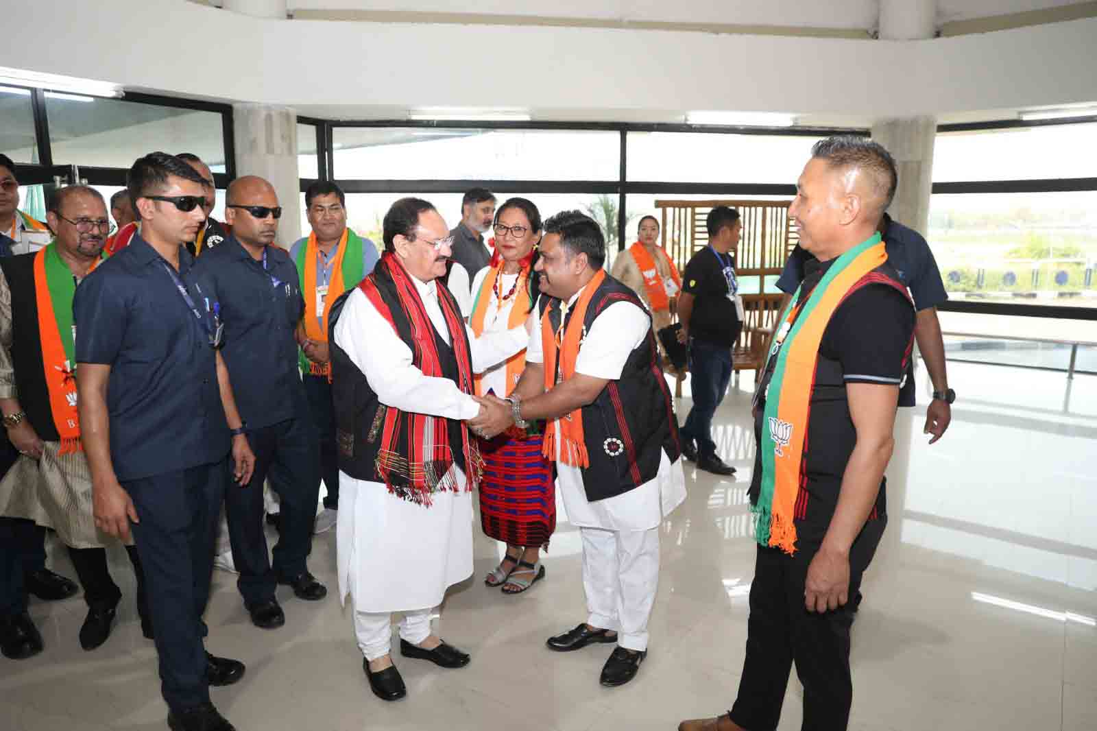 Hon'ble BJP National President Shri J.P. Nadda on arrival at Dimapur ...