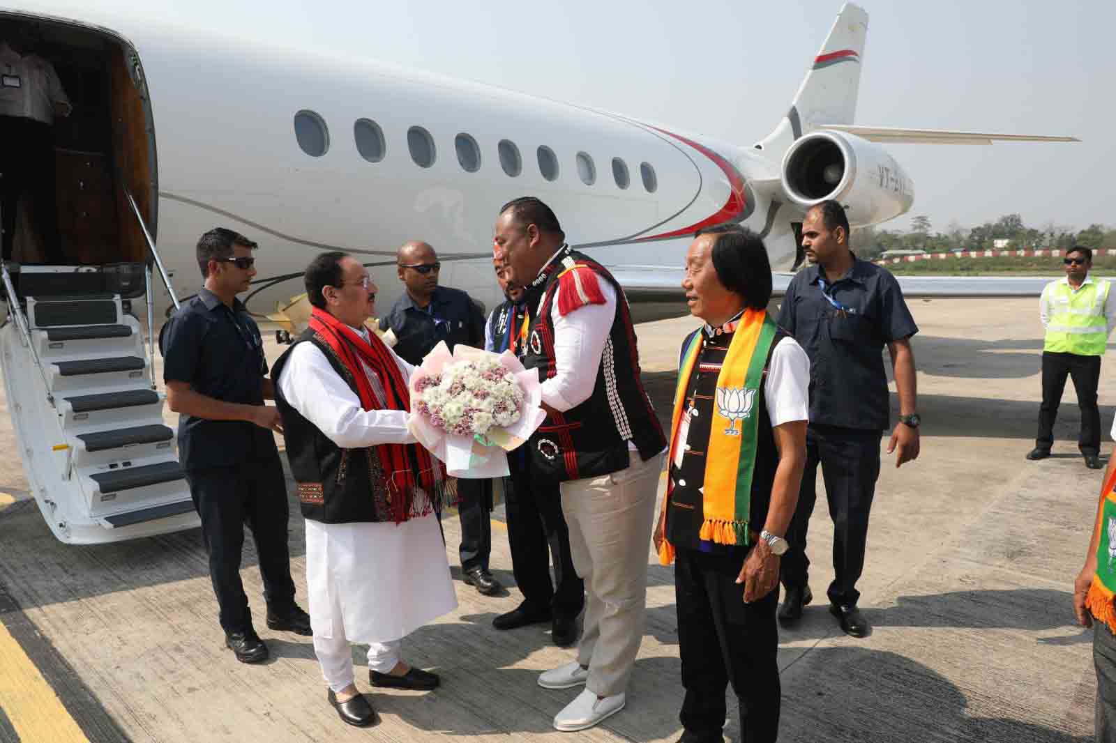 Hon'ble BJP National President Shri J.P. Nadda on arrival at Dimapur ...