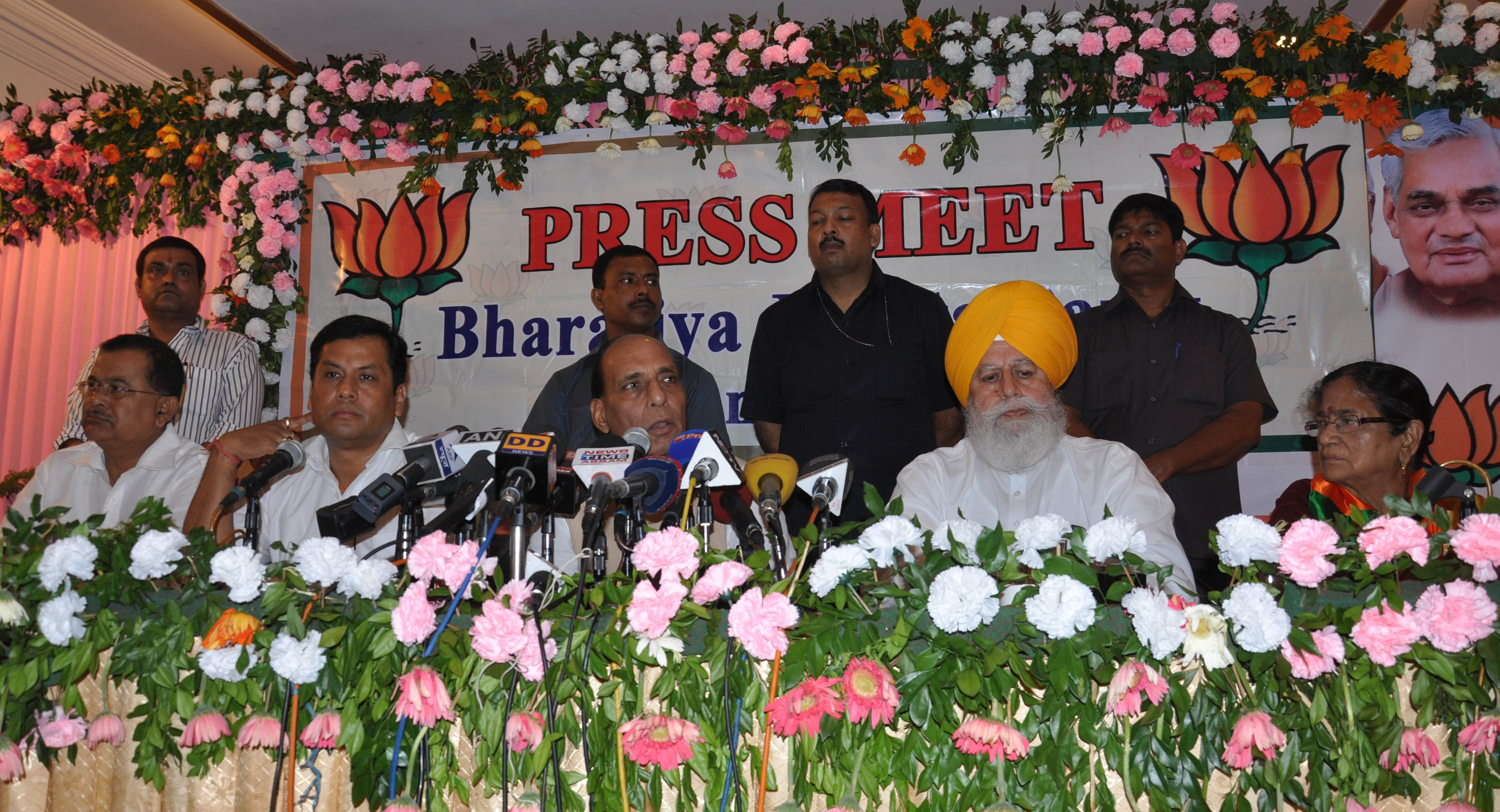 BJP President, Shri Rajnath Singh addressing press conference during two days visit to North-East on September 19, 2013