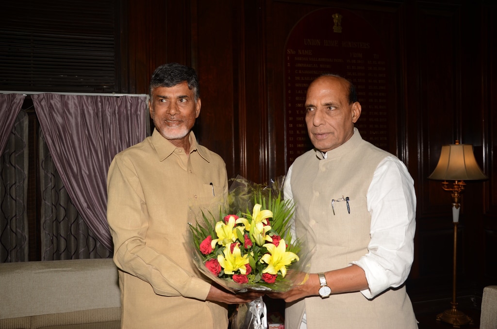 Chief Minister (Designate) of Andhra Pradesh Shri N. Chandrababu Naidu called on Union Home Minister Shri Rajnath Singh in New Delhi on May 30, 2014