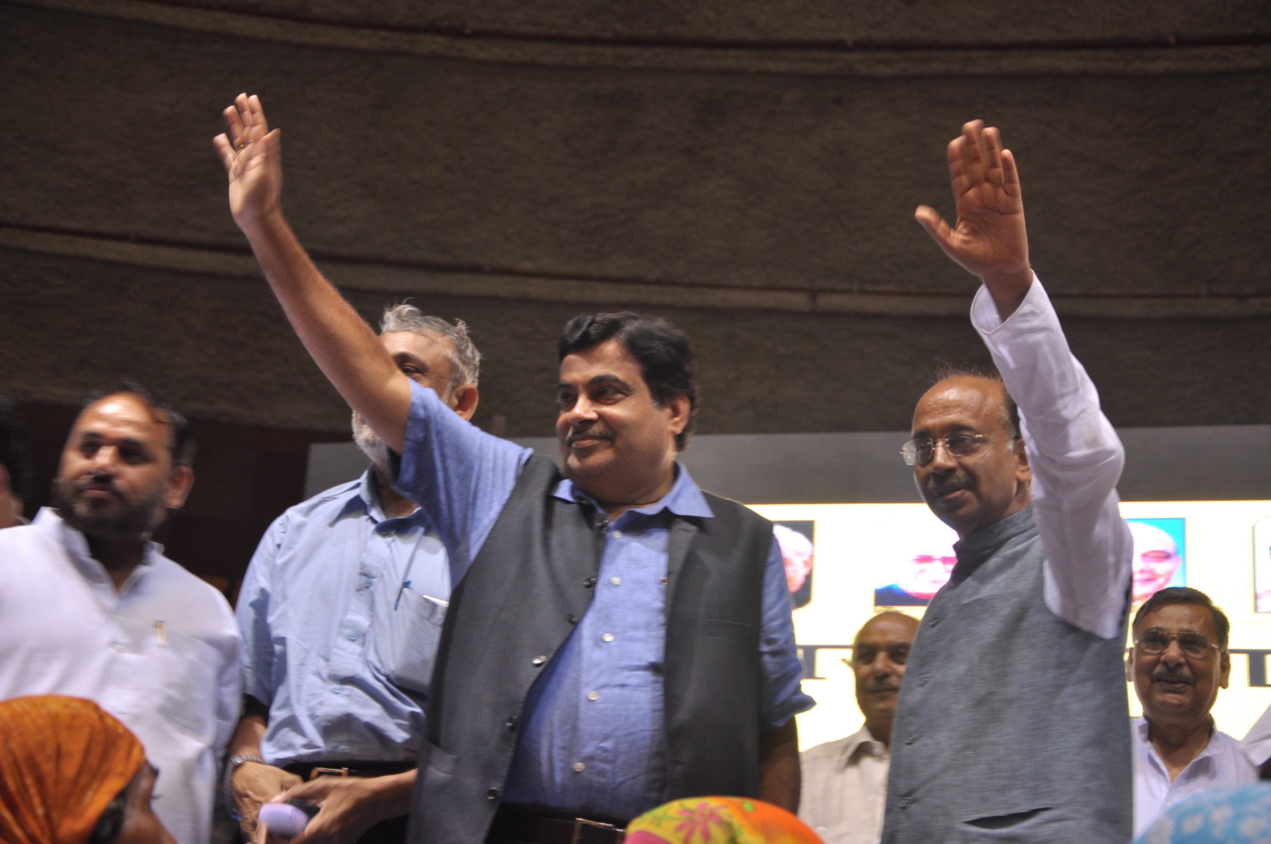 BJP Former President, Shri Nitin Gadkari addressing Delhi State Jhuggi Jhopri sammelaan at Talkatora Stadium on August 04, 2013