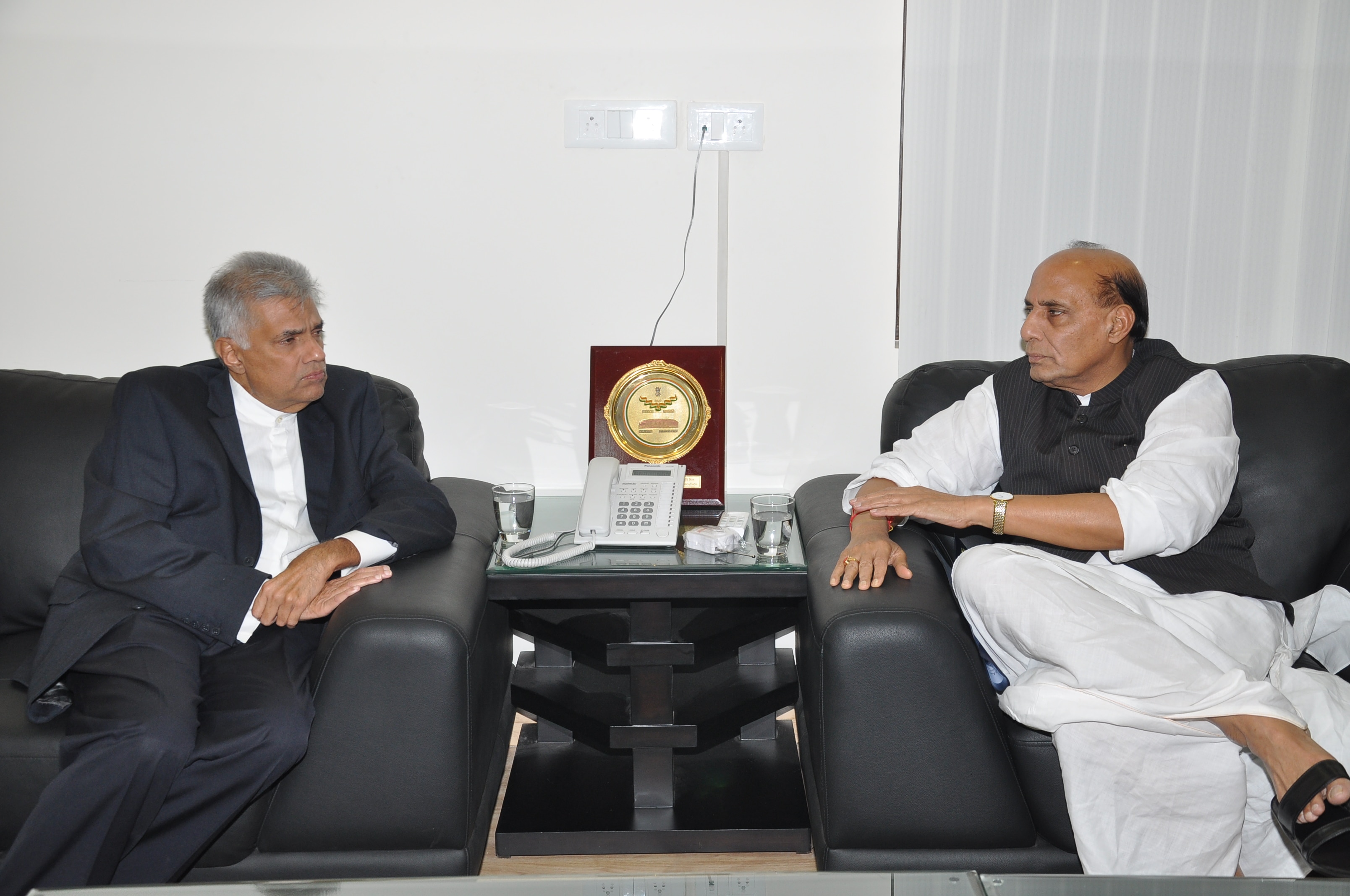 BJP National President, Shri Rajnath Singh meeting with Leader of Opposition, Sri Lanka, Mr Ranil Wickramasinghe at his residence, 38 Ashok Road on August 19, 2013