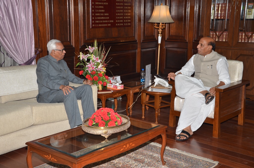 Jammu and Kashmir Governor Shri N.N. Vohra called on Union Home Minister Shri Rajnath Singh in New Delhi on May 30, 2014