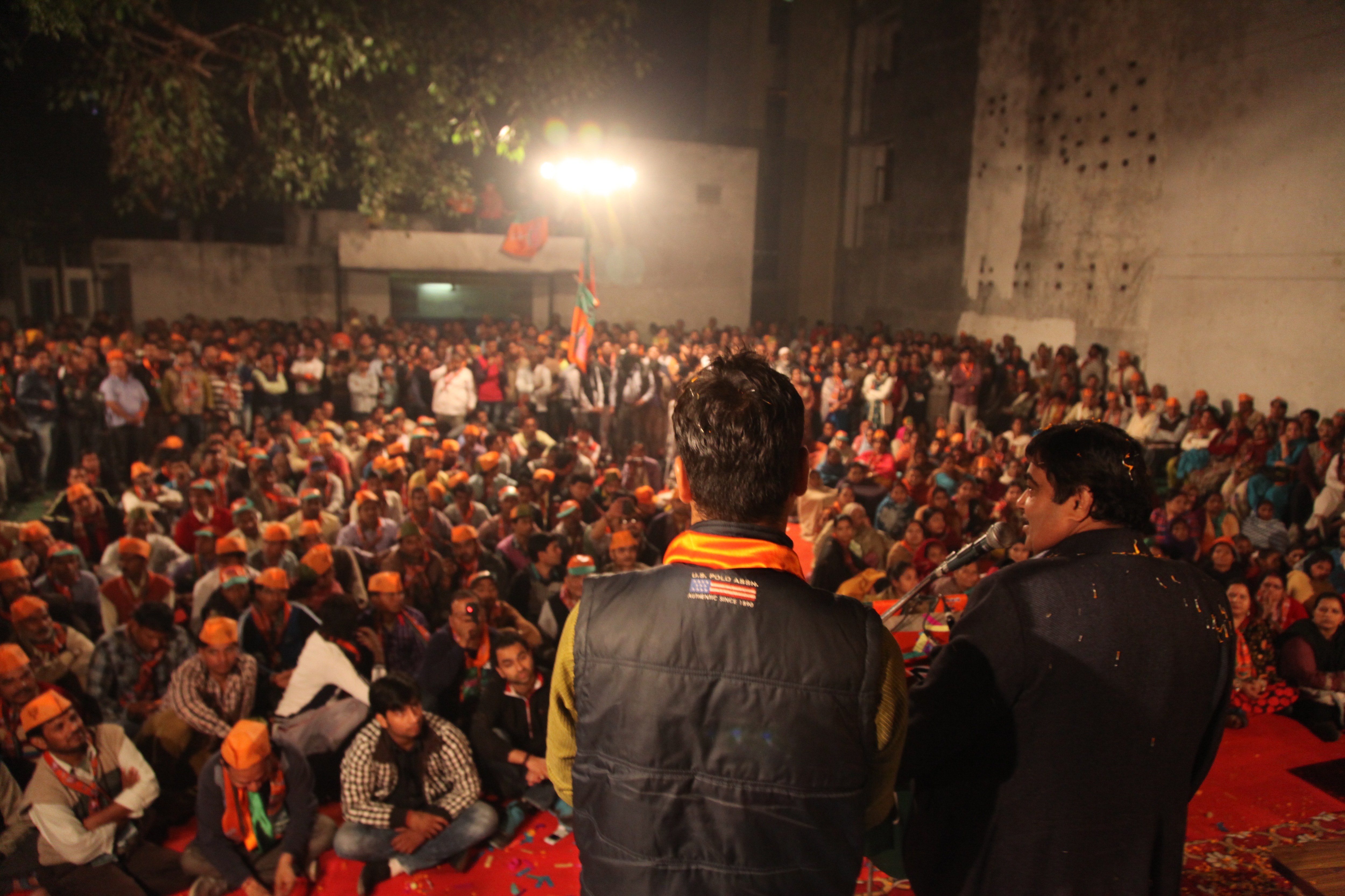 Former BJP President Shri Nitin Gadkari addressing Karyakarta Sammelan at Patparganj Constituency on November 22, 2013