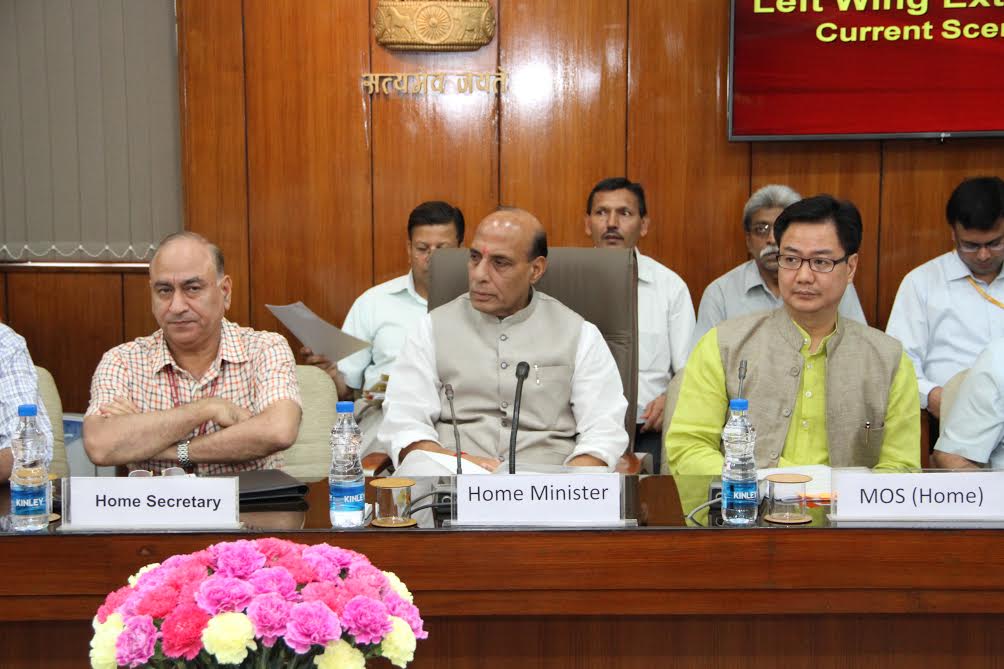 The Union Home Minister Shri Rajnath Singh chairing the meeting of the Chief secretaries and DsGP of LWE affected States at North Block (New Delhi) on 27 June 2014